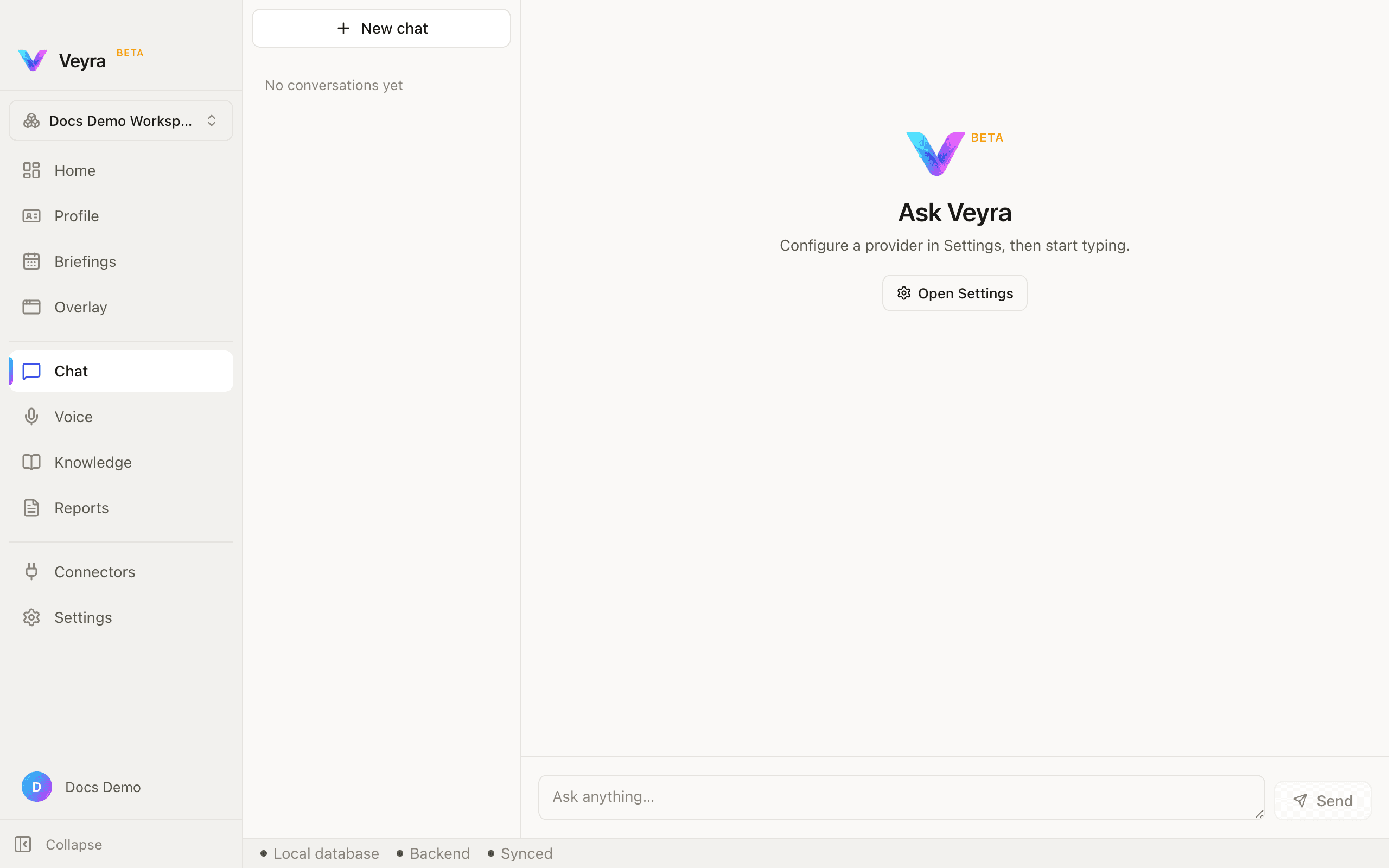 The Chat pane, empty