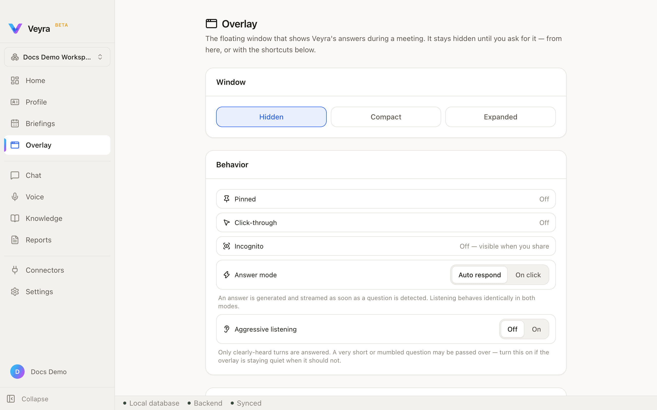 Overlay settings, at their defaults